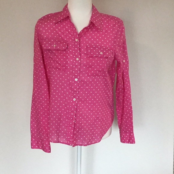 Ralph Lauren Tops - Ralph Lauren polka dot button up shirt convertible sleeves